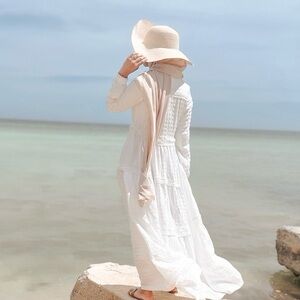 White Long Sleeve Maxi Dress / Abaya